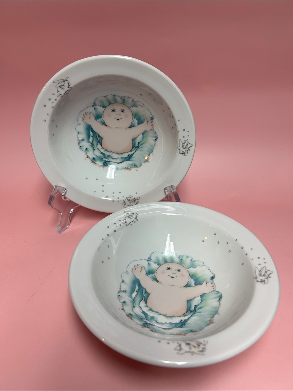 Vintage Royal Worcester Porcelain Cabbage Patch Kids Bowl Set of 2 -1984